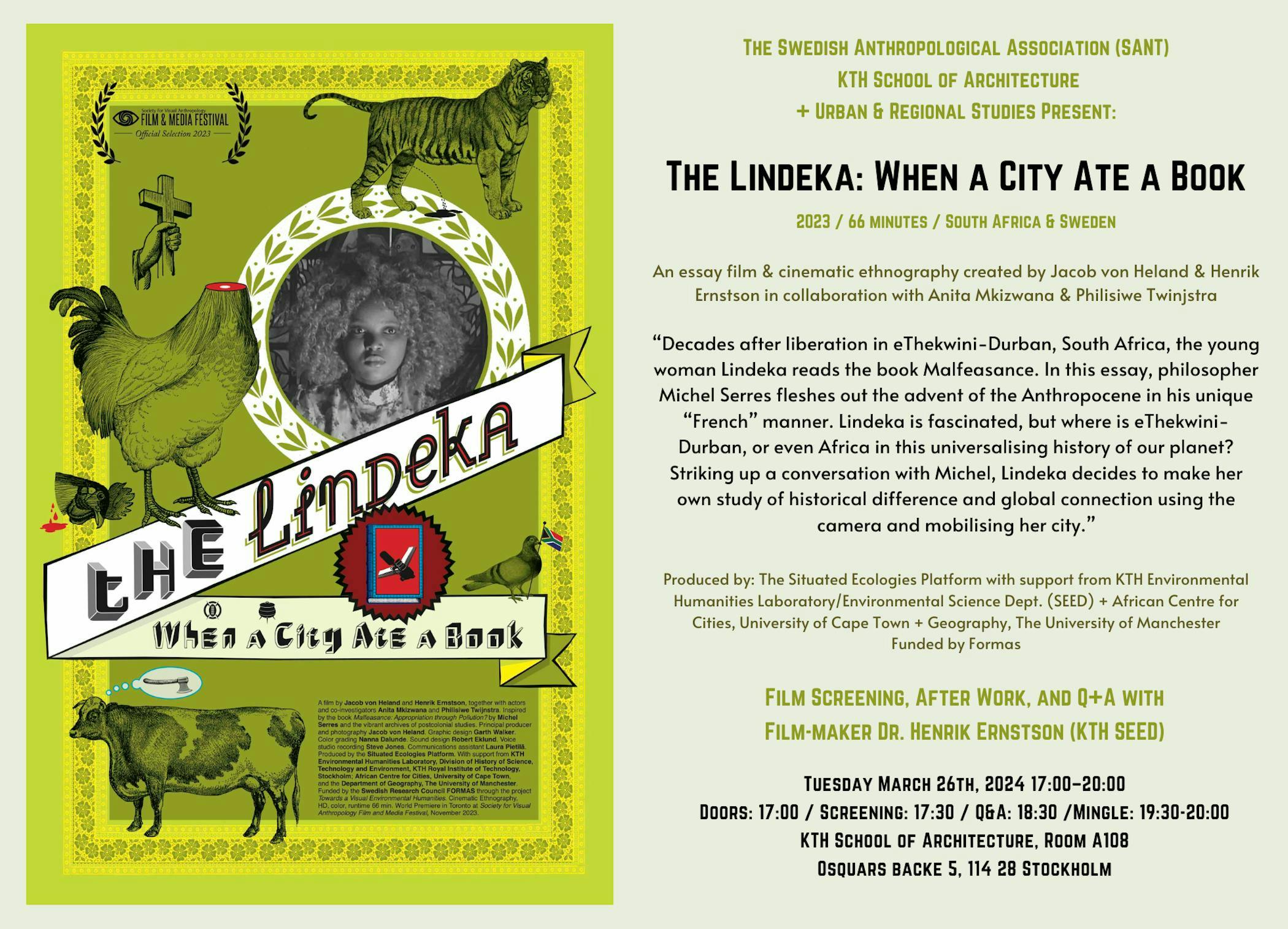 Film poster together with details of the film screening event 